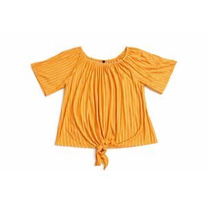 Kim and Cami Orange / White Striped Top Scoop Neck Short Sleeve Women's Med